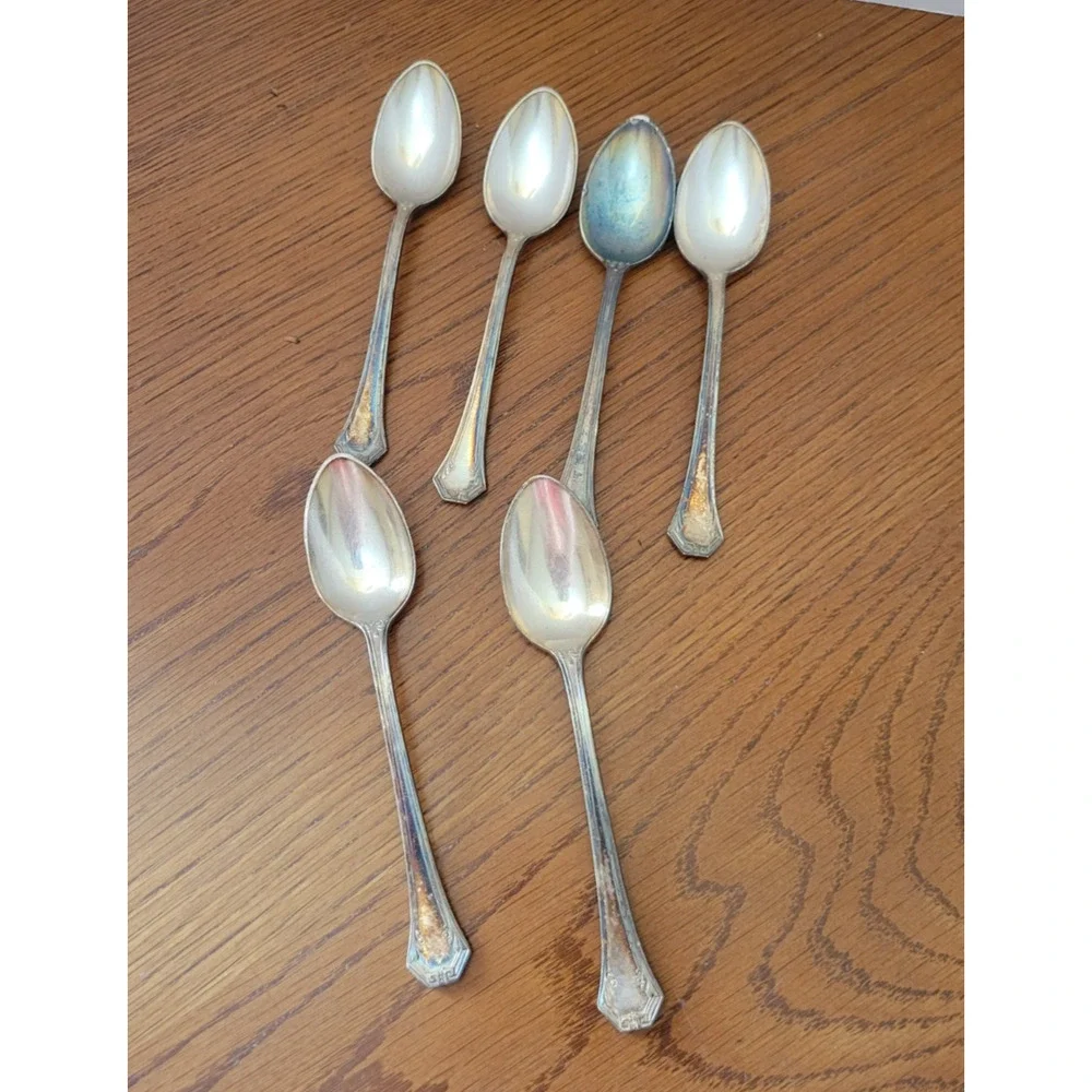 Lot of 6 Vintage Pat App'd‎ For Reed & Barton Flatware Silverplate Small Spoons
